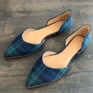 J.Crew D’Orsay Flats - blackwatch plaid. Size 6